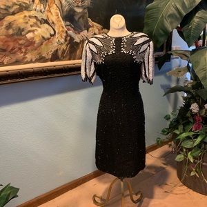 Laurence Kazar Black & White Sequin Dress